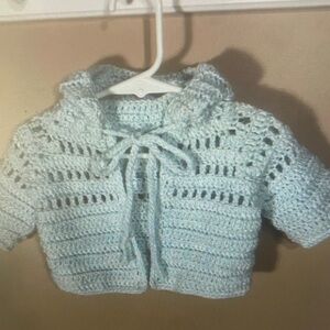 Handmade Light Blue Crochet Kids Top